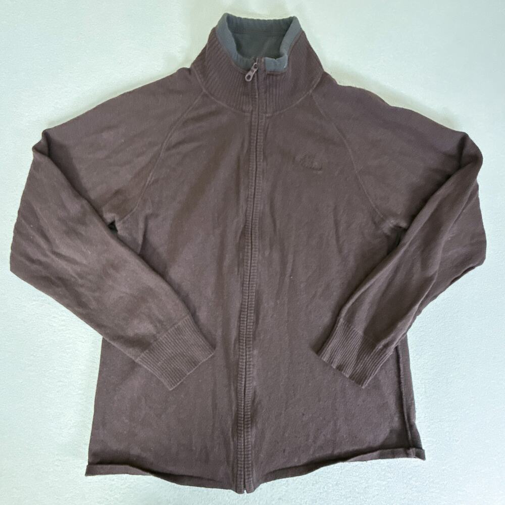 The North Face Men's Medium Wool Blend Full Zip Mock Neck Sweater Jacket Brown